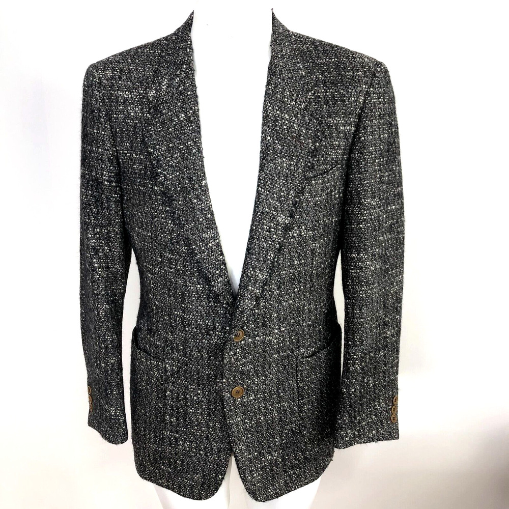 Corneliani 40 R Woven Textured Gray 100% Virgin Wool Button Sport Coat Jacket